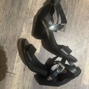 All Saints Black Strappy Sandals
